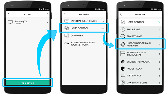 Harmony app select devices